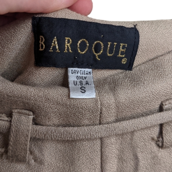 Baroque Women's Taupe Crop Pants with Side Zipper 🤎 Size Small - Picture 3 of 9
